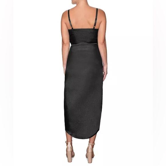 RACHEL Rachel Roy Women's Bree Satin Midi Dress Black Sz M - Picture 4 of 7